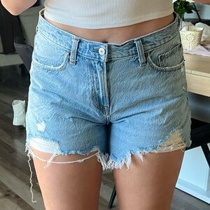 Abercrombie & Fitch Light Blue Distressed Jean Shorts